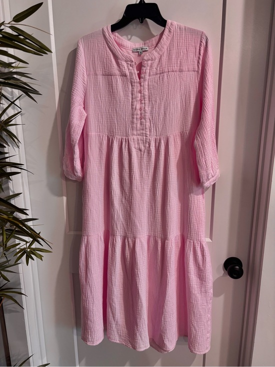 Yakira Bella Dresses & Skirts - NEW MIDI LENGTH YAKIRA BELLA PINk LIGHTWEIGHT COTTON DRESS LONG SLEEVE SZ M